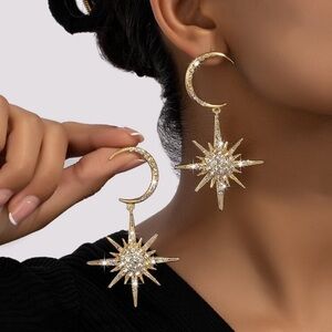 Star and Moon Earrings, Moon and Star Earrings, Moon and Sun Earrings